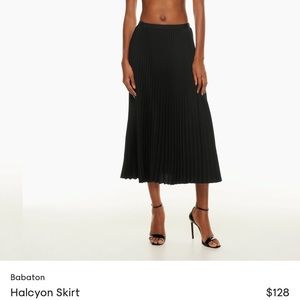 ARITZIA Babaton Halcyon Black Skirt Pleated Midi Skirt